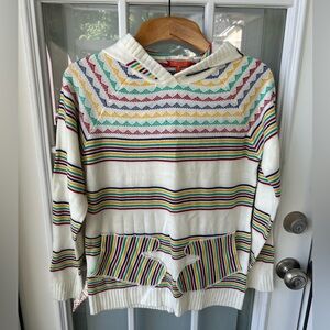Modcloth Smitten Mitten Rainbow Striped Hooded Sweater women’s size medium m
